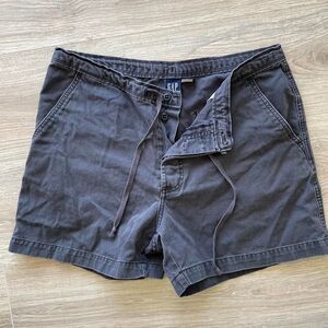 Vintage 1999 Faded Black Gap Button Fly Drawstring Cargo Shorts Retro Grunge 90s